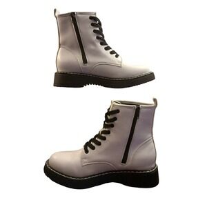 New No Box Madden Girl Kurrt White Lace/Zip Up Combat Boot Size 18m Women's #639